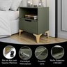 Mesa de Cabeceira Vegas 1 Gaveta com Nicho Base de Aço Design Moderno - Verde/ Pé Dourado - 6
