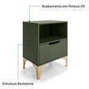 Ver imagem 5 de Mesa de Cabeceira Vegas 1 Gaveta com Nicho Base de Aço Design Moderno - Verde/ Pé Dourado
