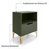 Mesa de Cabeceira Vegas 1 Gaveta com Nicho Base de Aço Design Moderno - Verde/ Pé Dourado - 5