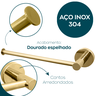 Suporte Porta Toalha Dourado Brilhoso Toalheiro Aço Inox Porta Toalha de Rosto Acessório Banheiro - 3