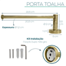 Suporte Porta Toalha Dourado Brilhoso Toalheiro Aço Inox Porta Toalha de Rosto Acessório Banheiro - 4