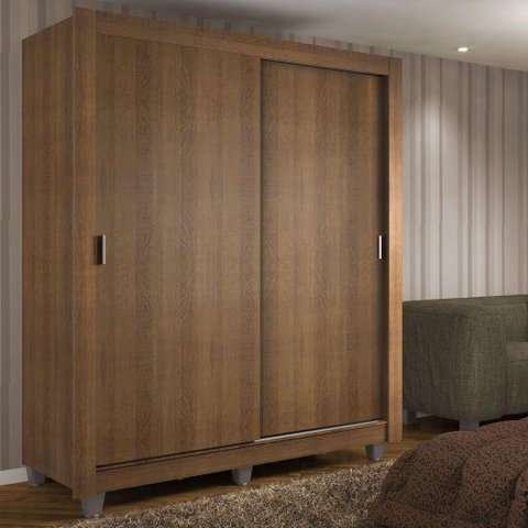 Guarda-roupa Solteiro Madesa Dallas 2 Portas de Correr 2 Gavetas com Pés - Rustic