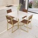 Ver imagem 1 de Conjunto Mesa de Jantar Quadrada Branca 4 Cadeiras Imbuia Riviera Industrial Dourado Don Castro Deco