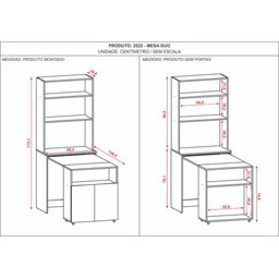 Armario Bancada de Cozinha Retrátil com Mesa e 2 Portas Duo Kits Paraná - 5