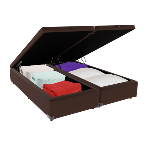 Cama Box Baú Queen Suede Marrom