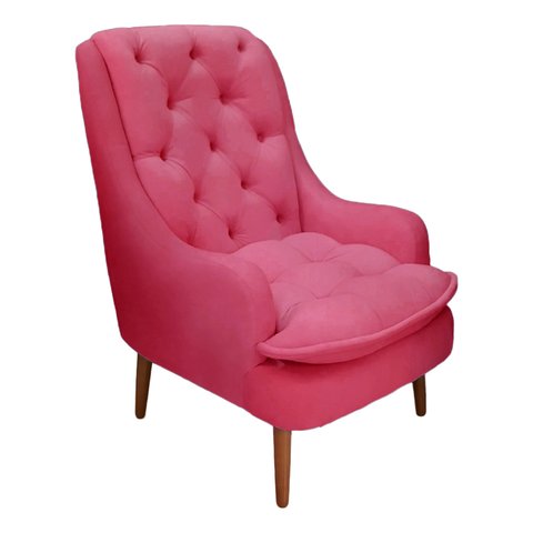Poltrona Decorativa Lille Suede Rosa Pink - Dominic Decor