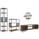 Ver imagem 7 de Rack com Estantes para Sala de Estar Conjunto Rack com 2 Portas Nicho Industrial Preto com Mel Placa