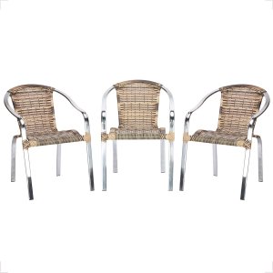 3 Cadeira Maresia Aluminio Polido Fibra Sintetica Tr. Simples - Capuccino