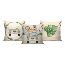 Kit Cortina + 3 Capas Almofadas Infantil Safari Baby 05 - 2