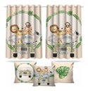 Ver imagem 1 de Kit Cortina + 3 Capas Almofadas Infantil Safari Baby 05
