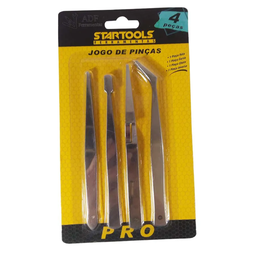 Jogo Pinça 4 Peças Profissional Aço Eletrônica - 2
