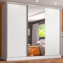 Ver imagem 1 de Guarda Roupa Juvenil 100% Mdf Madesa Kevin 3 Portas de Correr com Espelho - Branco
