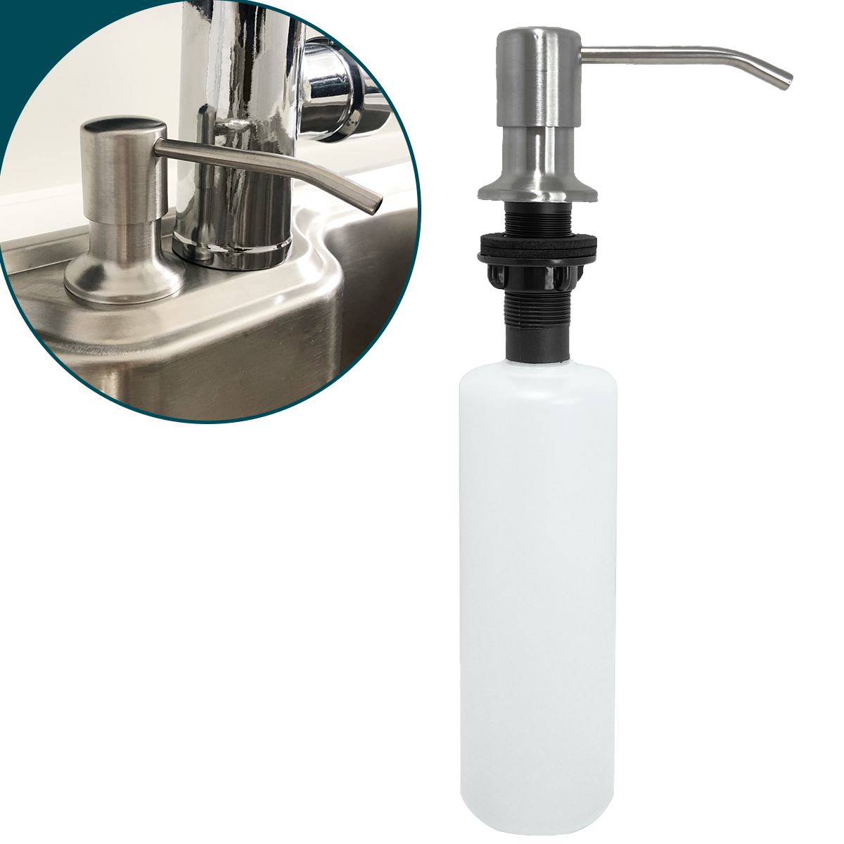 Dispenser dosador detergente Inox 304 embutir 500ml Cozinha porta sabonete sabao líquido de banheiro - 1