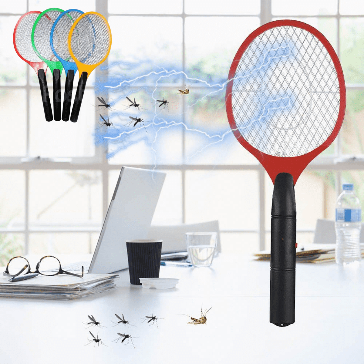 Raquete Elétrica Recarregável Mata Insetos Mosquitos Aranha Muriçocas Moscas Pernilongos Com Bateria - 3