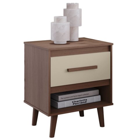 Mesa de Cabeceira Mila 1 Gaveta Moblis:savana Off White