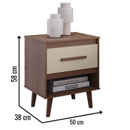 Mesa de Cabeceira Mila 1 Gaveta Moblis:savana Off White - 2