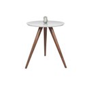 Ver imagem 1 de Mesa de canto tampo 60 cm branca vidro pés palito altura 70 cm