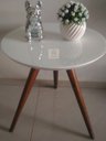 Ver imagem 2 de Mesa de canto tampo 60 cm branca vidro pés palito altura 70 cm