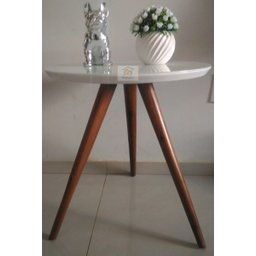 Mesa de canto tampo 60 cm branca vidro pés palito altura 70 cm - 3