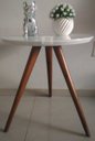 Ver imagem 3 de Mesa de canto tampo 60 cm branca vidro pés palito altura 70 cm