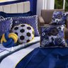 Par de Almofadas Cheias Futebol Game Azul Marinho 45cm X 45cm - com Viés Dourados Enxovais - 3