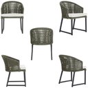 Ver imagem 5 de 2 Cadeira Noronha Aluminio Micro Pintura Preta, Tr. Telinha Corda Nautica Verde Militar, Estofado -