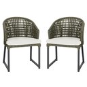 Ver imagem 1 de 2 Cadeira Noronha Aluminio Micro Pintura Preta, Tr. Telinha Corda Nautica Verde Militar, Estofado -