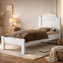 Ver imagem 1 de Cama para Quarto de Solteiro Mdf Estilo Padrão com Pés Alto Iris:branco