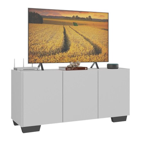 Rack para Tv até 32 Polegadas com 3 Portas Multimóveis Mp1068 Branco/preto