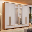 Ver imagem 1 de Guarda-Roupa Casal Prime com Espelho 6 Portas 3 Gavetas 100% MDF Freijó/Off White - Notável