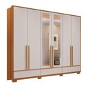 Ver imagem 2 de Guarda-Roupa Casal Prime com Espelho 6 Portas 3 Gavetas 100% MDF Freijó/Off White - Notável
