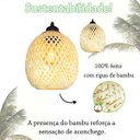 Ver imagem 2 de 2 Pendente de Fibra Natural Bambu Artesanal Quarto E27 Nat02