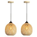 Ver imagem 1 de 2 Pendente de Fibra Natural Bambu Artesanal Quarto E27 Nat02