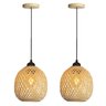 2 Pendente de Fibra Natural Bambu Artesanal Quarto E27 Nat02 - 1