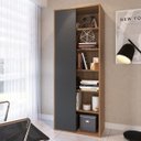 Ver imagem 4 de Conjunto 2 Peças com Estante Livreiro e Escrivaninha 3 Gavetas Marrom/Grafite/Mel