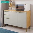 Ver imagem 5 de Balcão de Cozinha com 3 Portas 2 Gavetas e Tampo 100% Mdf Napoli Prime Rio Doce Amendoa-off White