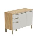 Ver imagem 1 de Balcão de Cozinha com 3 Portas 2 Gavetas e Tampo 100% Mdf Napoli Prime Rio Doce Amendoa-off White