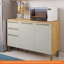 Ver imagem 2 de Balcão de Cozinha com 3 Portas 2 Gavetas e Tampo 100% Mdf Napoli Prime Rio Doce Amendoa-off White