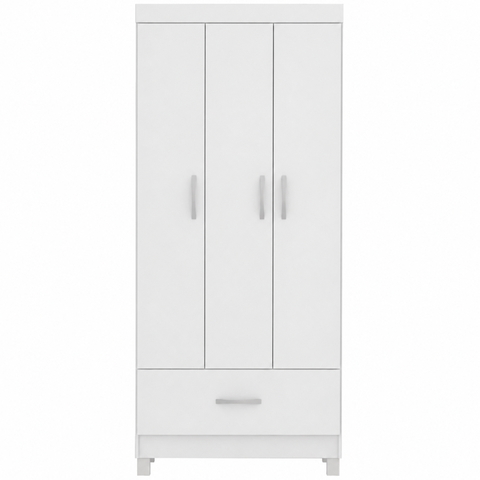 Guarda-Roupa Solteiro 3 Portas 1 Gaveta 182 cm Priscila Branco