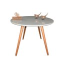 Ver imagem 1 de Mesa Jantar Pés Palitos Tampo Redondo Vidro Laqueado 110cm Off White