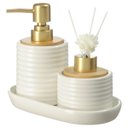 Ver imagem 2 de Kit Lavabo Difusor Aromatizador Banheiro Dispenser Líquido