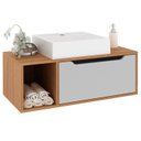 Ver imagem 1 de Gabinete 1 Porta com Cuba para Banheiro Bn3600x44 Amendoa Branco Tecno Mobili