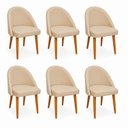 Ver imagem 2 de Kit 6 Cadeiras Lua Estofada Moderna Sala de Jantar Suede Bege