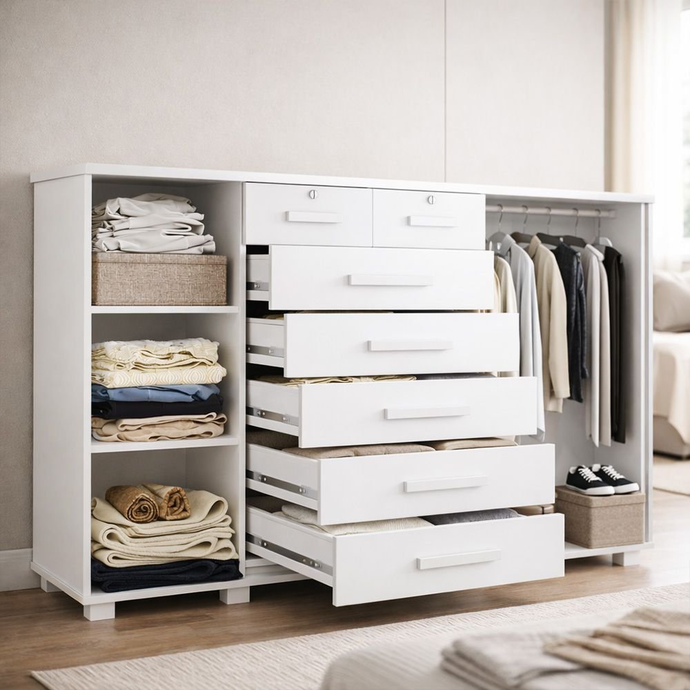 Cômoda Mega Multifuncional Grande com Sapateira 5 Gavetas Portas