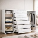 Ver imagem 2 de Cômoda Mega Multifuncional Grande com Sapateira 5 Gavetas Portas com Chave Quarto Casal - Branco