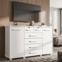 Ver imagem 3 de Cômoda Mega Multifuncional Grande com Sapateira 5 Gavetas Portas com Chave Quarto Casal - Branco