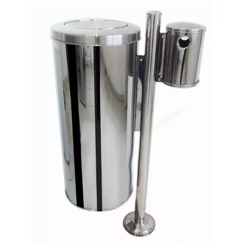 Lixeira C/tampa Basc Inox com Suporte e Coletor 25 Litros Lu-25