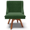 Ver imagem 7 de Kit 2 Poltronas Decorativas Base Giratória de Madeira Firenze Suede Verde Esmeralda/Natural - Gran B