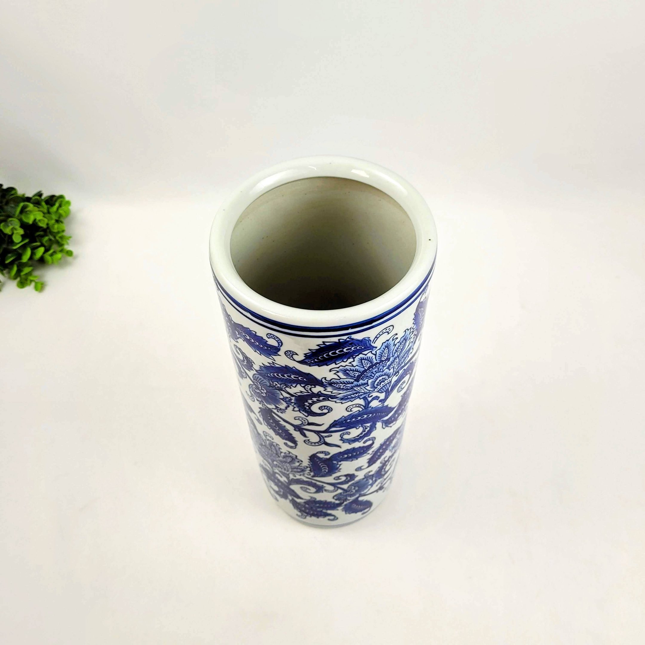 Vaso Porta Guarda Chuva Decorativo Azul e Branco 45x19cm G - 3