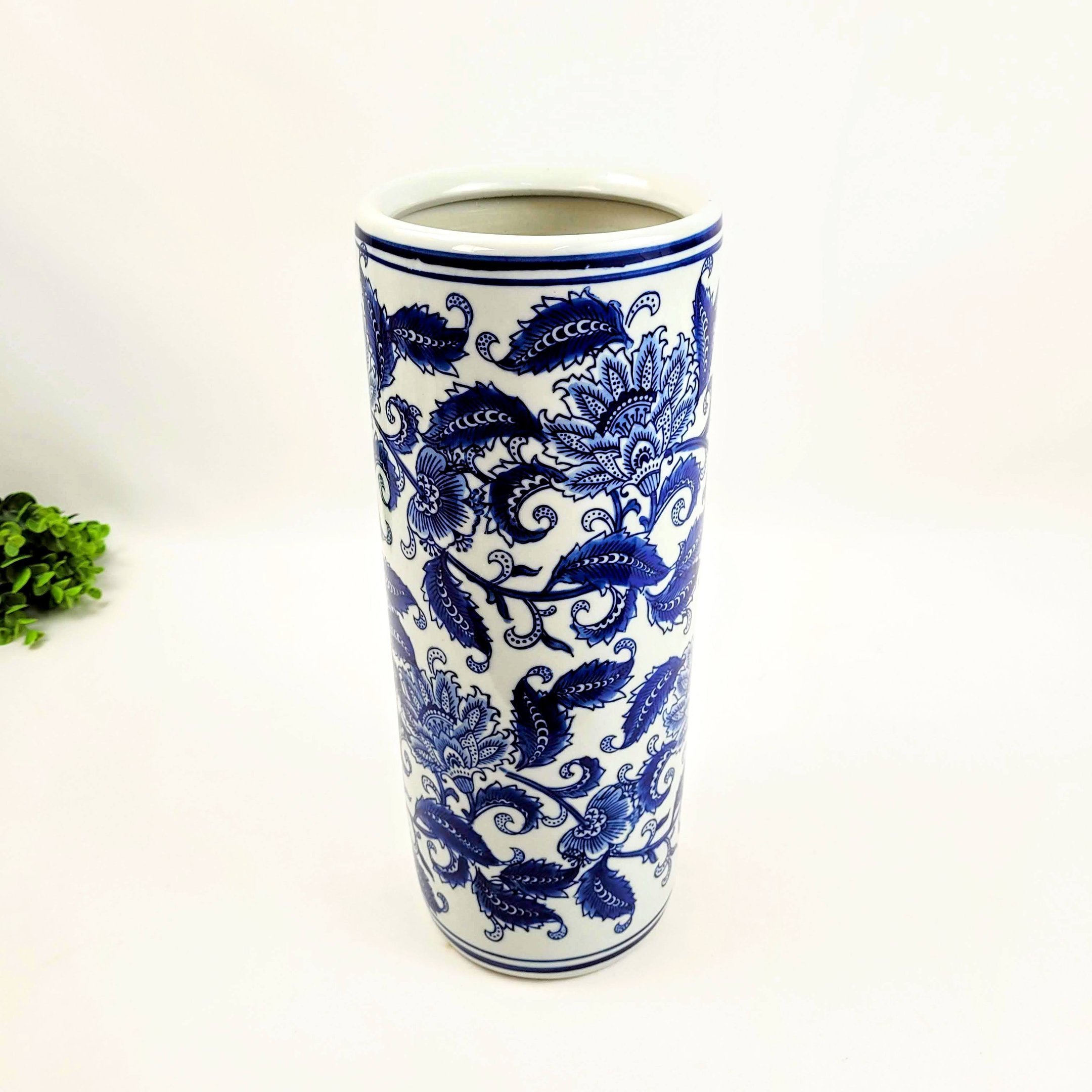 Vaso Porta Guarda Chuva Decorativo Azul e Branco 45x19cm G - 2